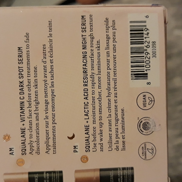 Biossance Vitamin C Serum Lactic Acid Resurfacing Night Serum Duo Travel Size - Picture 8 of 9